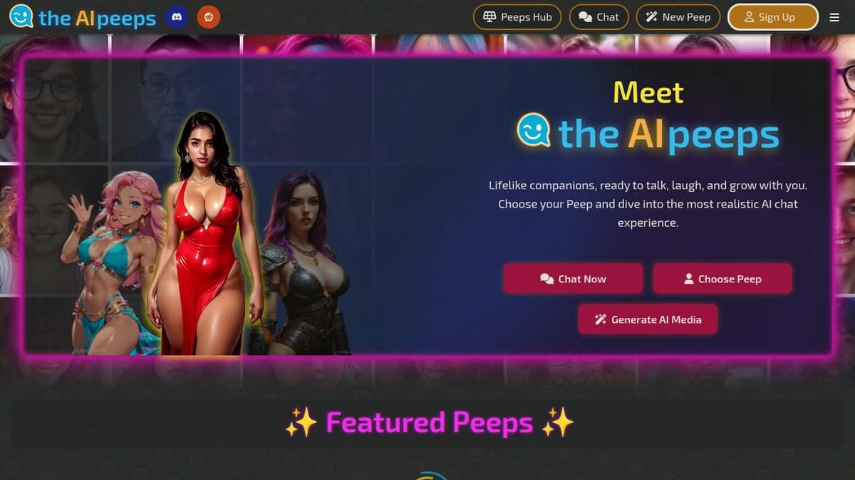 AI Peeps homepage and platform interface
